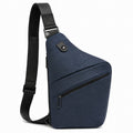 Borsa a tracolla 18 x 8 x 30 cm in tessuto sintetico blu scuro con tasche zip