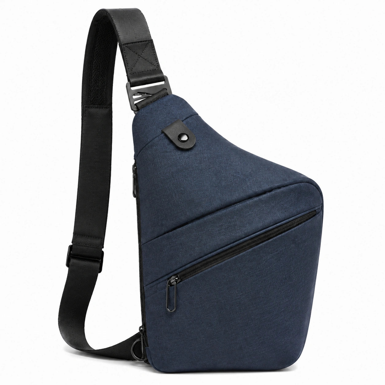 Borsa a tracolla 18 x 8 x 30 cm in tessuto sintetico blu scuro con tasche zip