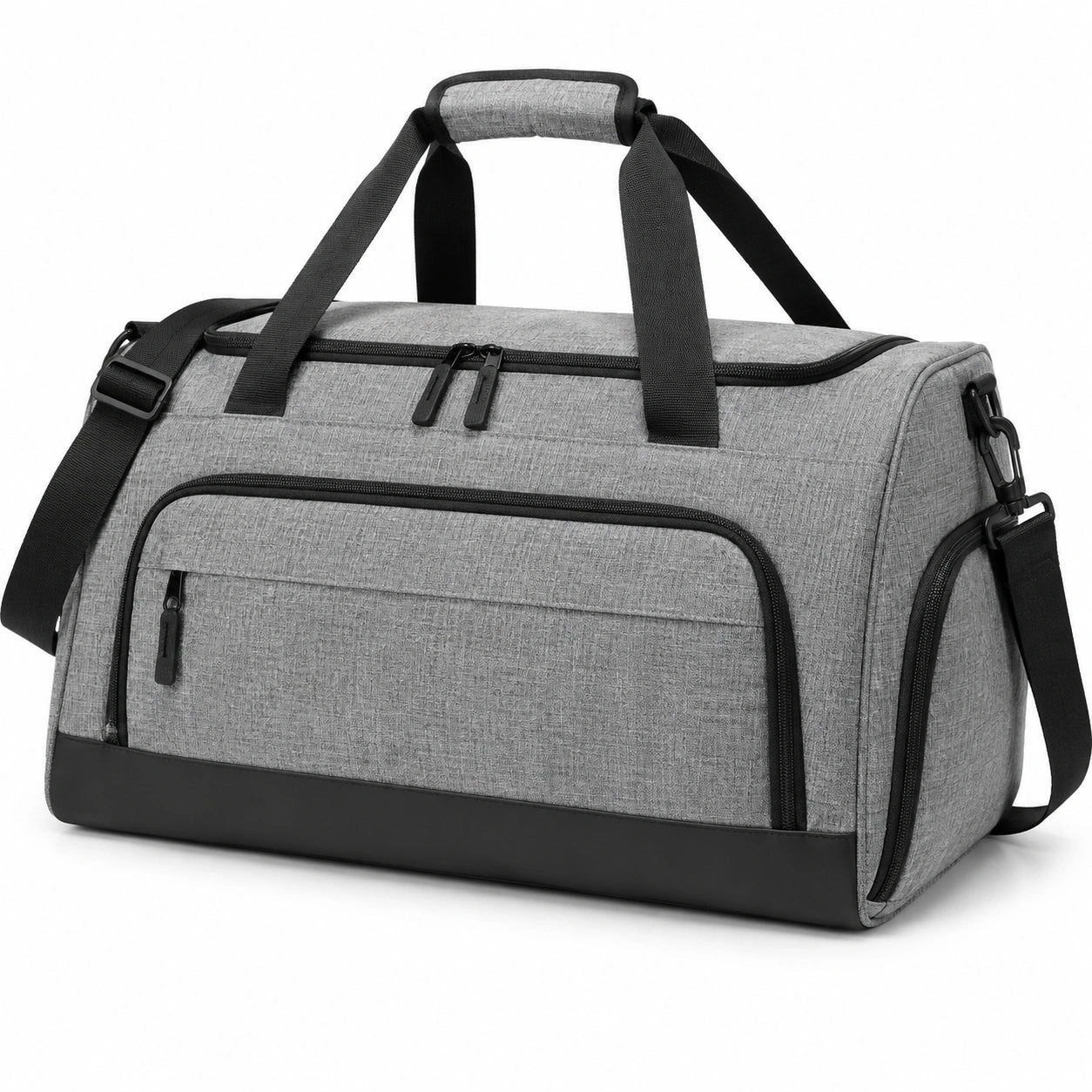 Borsa da viaggio 50 x 25 x 28 cm in tessuto sintetico grigio e nero con tracolla rimovibile