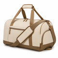 Borsone da viaggio 50 cm in tessuto beige e marrone con tracolla regolabile