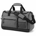Borsone da viaggio 50 x 25 x 30 cm in tessuto sintetico grigio e nero con tracolla regolabile e tasche con zip