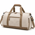Borsone da viaggio 50 cm in tessuto beige e marrone con tracolla regolabile