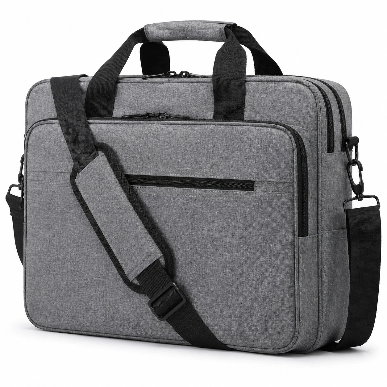 Borsa porta computer 15.6 pollici in tessuto grigio con tracolla regolabile e scomparti multipli