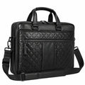 Borsa portadocumenti 40 x 10 x 30 cm in pelle sintetica nera trapuntata con tracolla regolabile