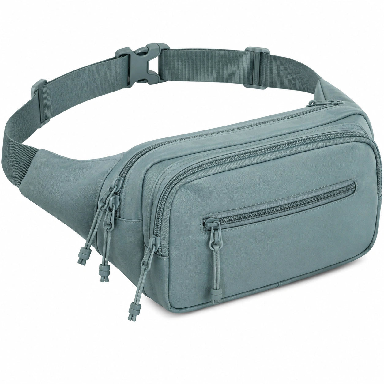 Marsupio 30 x 15 x 10 cm in tessuto sintetico grigio verde - multitasche regolabile per tempo libero