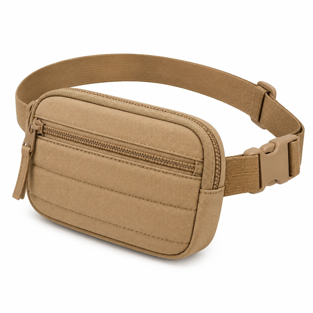 Marsupio 20 x 6 x 13 cm in poliestere beige con cintura regolabile e tasche con zip
