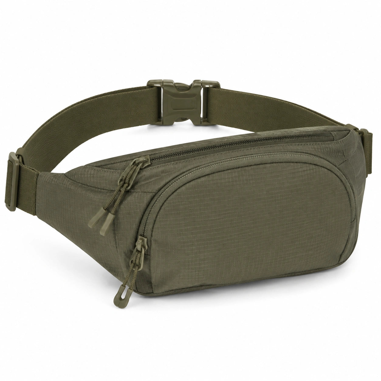 Marsupio 25 x 7 x 14 cm in tessuto sintetico verde oliva con tasche multiple per uso quotidiano