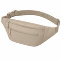 Marsupio taglia unica beige in tessuto sintetico con doppia tasca zip regolabile