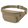 Marsupio 30 x 8 x 15 cm in similpelle beige con cintura regolabile e tasche con zip