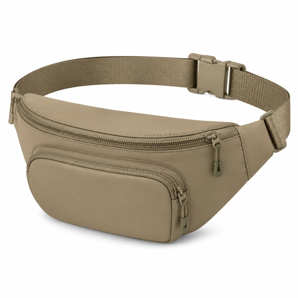 Marsupio 30 x 8 x 15 cm in similpelle beige con cintura regolabile e tasche con zip