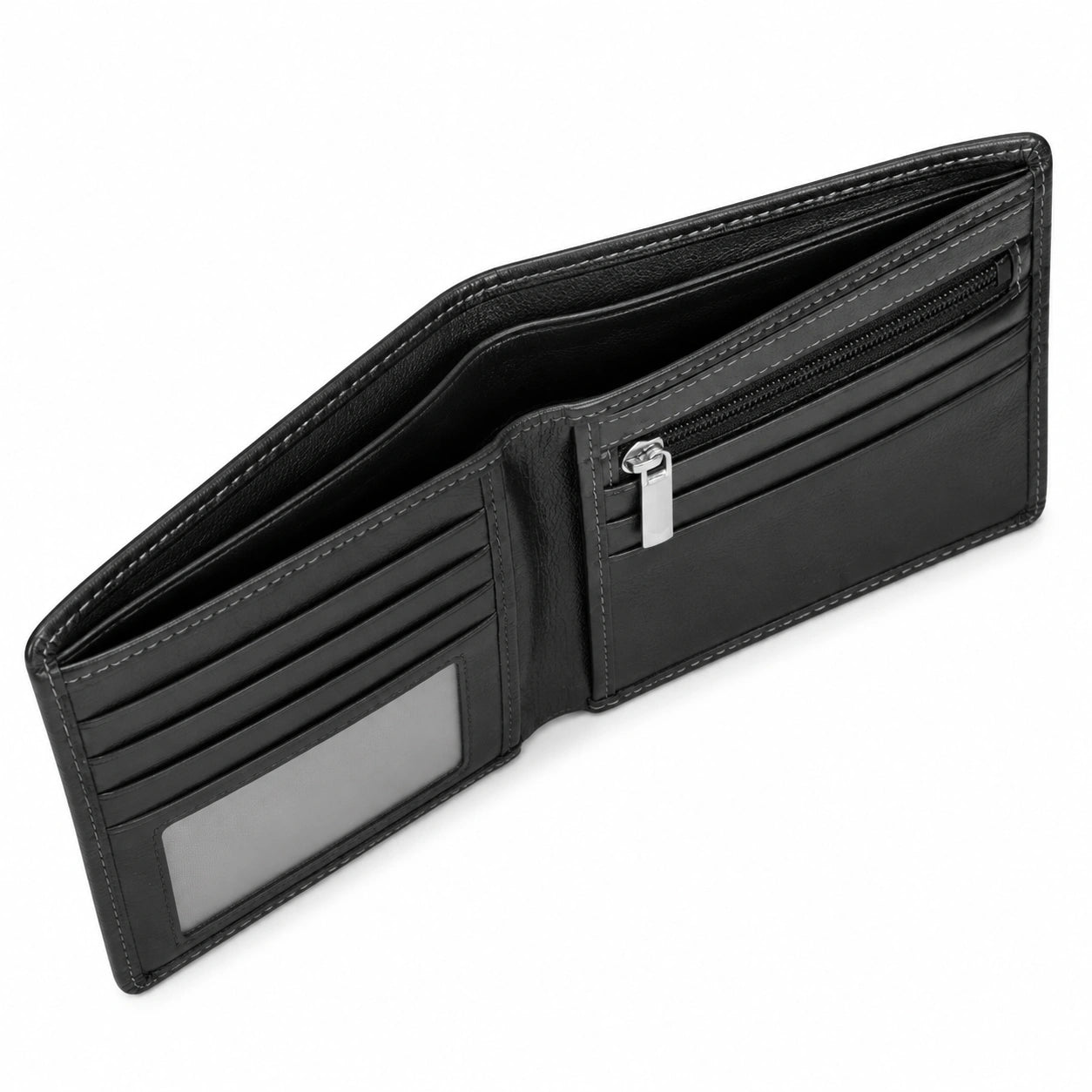 Portafoglio da uomo 12 x 9.5 x 2 cm in similpelle nero - pieghevole con portamonete