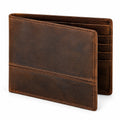 Portafoglio bifold 12 x 9.5 x 1.5 cm in pelle marrone con scomparti per carte