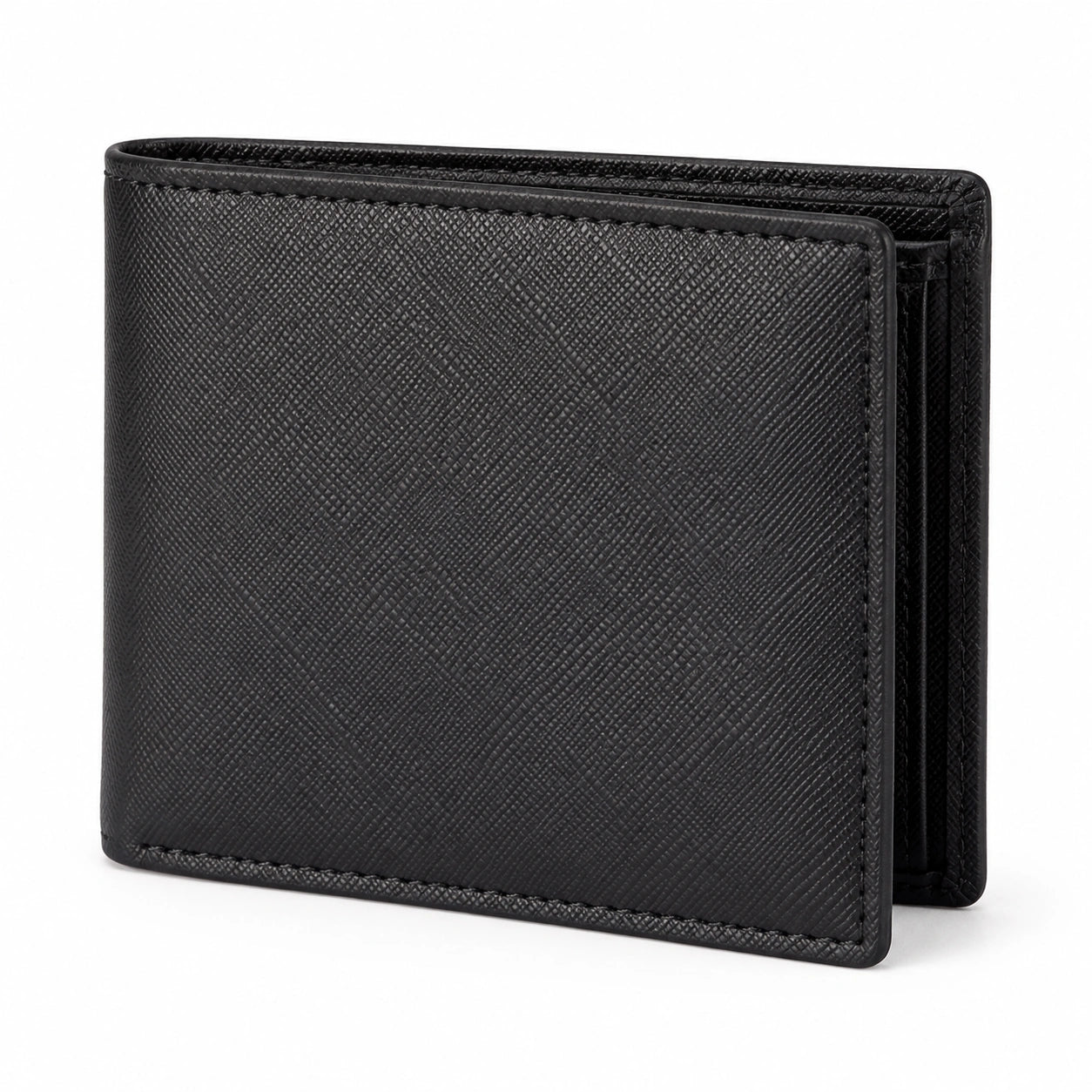 Portafoglio da uomo 11.5 x 9.5 x 1.5 cm in materiale sintetico nero stile pieghevole