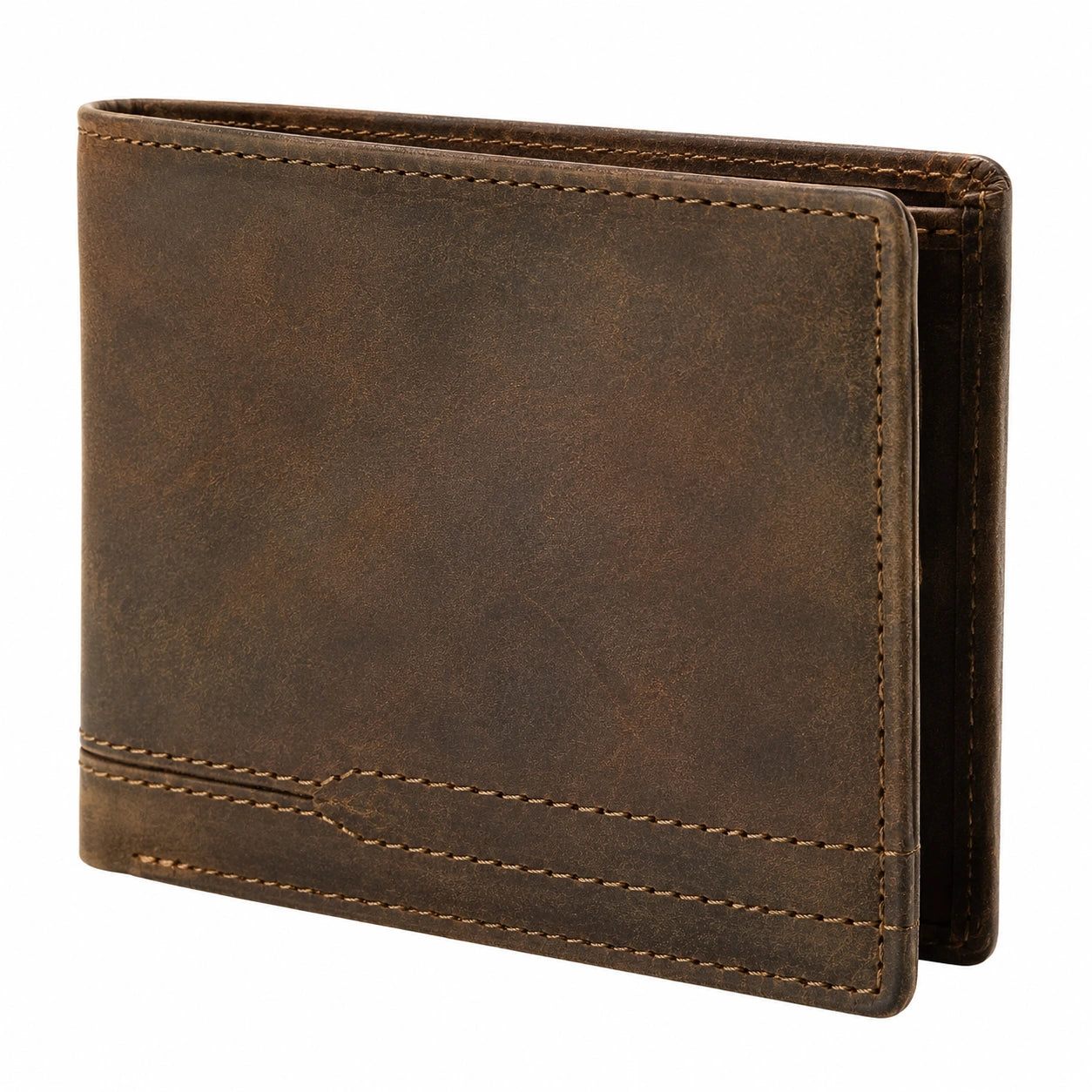 Portafoglio da uomo 12 x 9 x 2 cm in pelle marrone - pieghevole compatto