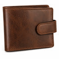 Portafoglio da uomo 12 x 9 x 2 cm in pelle sintetica marrone con chiusura a patta