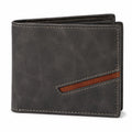 Portafoglio bifold da uomo 12 x 9.5 cm effetto pelle nero marrone con inserto diagonale