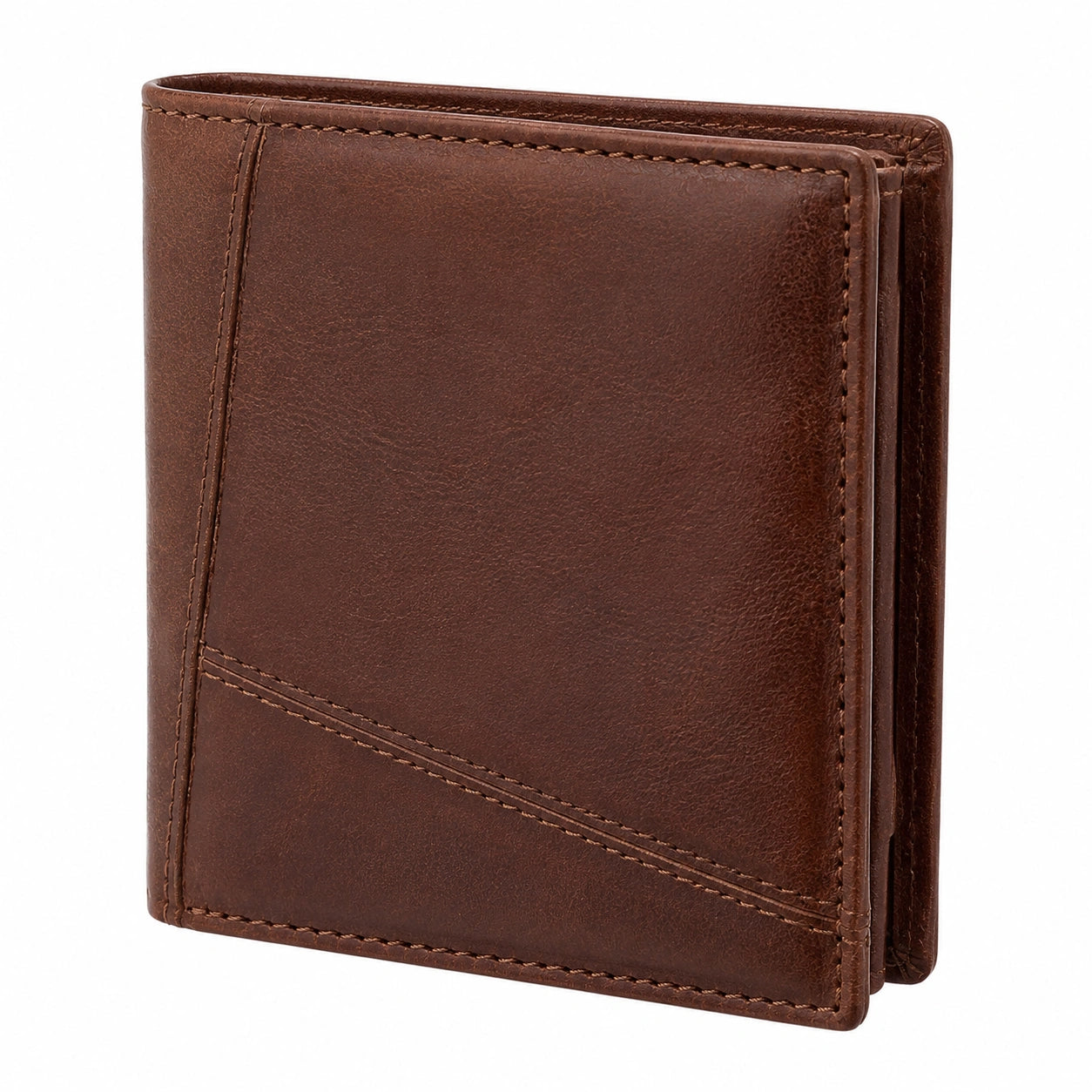 Portafoglio bifold 11.5 x 9.5 x 2 cm in pelle marrone con tasche per carte