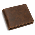 Portafoglio pieghevole 12 x 10 x 2 cm in pelle marrone con cuciture a vista