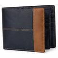 Portafoglio uomo 12 x 9.5 x 2 cm effetto pelle blu scuro marrone con portacarte