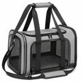 Borsa trasportino per animali 50 x 30 x 30 cm in tessuto grigio e rete nera con tracolla
