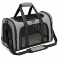 Borsa trasportino per animali 50 x 28 x 30 cm in poliestere grigio e nero con rete ventilata