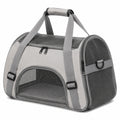 Borsa trasportino per animali 45 x 28 x 30 cm in tessuto e rete grigio - ventilata con tracolla regolabile