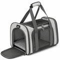 Borsa trasportino per animali 45 x 28 x 30 cm in tessuto grigio e nero con pannelli in rete