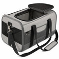 Borsa trasportino per animali 45 x 28 x 28 cm in tessuto grigio e nero con rete traspirante