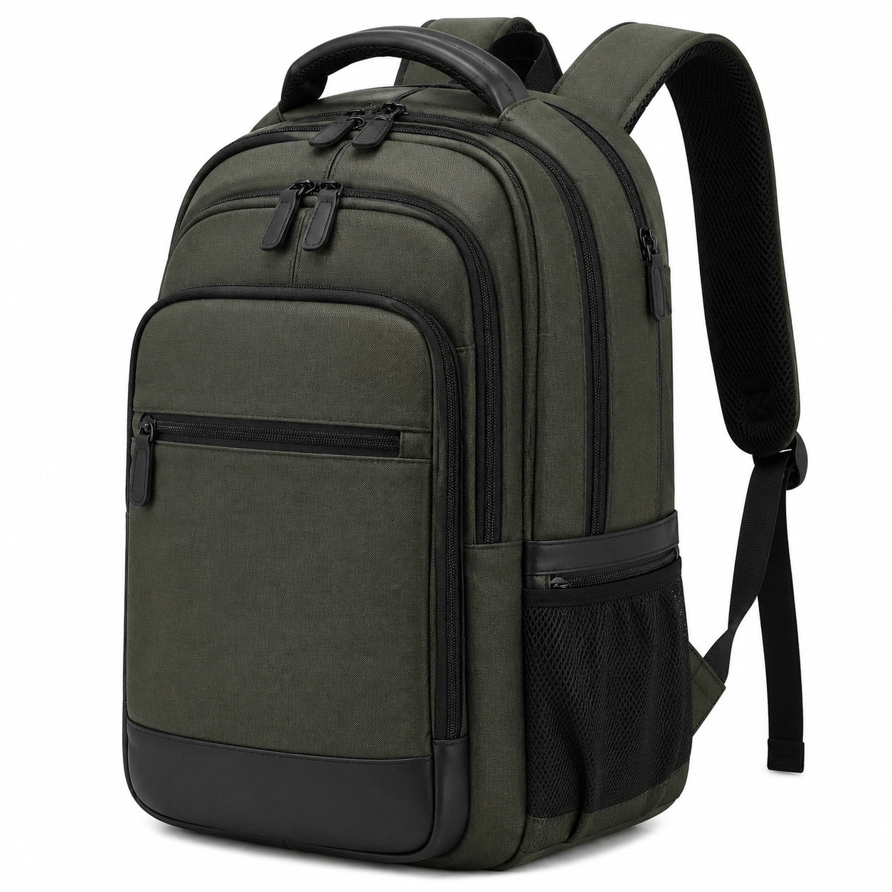 Zaino 32 x 18 x 47 cm in tessuto sintetico verde militare con scomparti multipli per lavoro e viaggio