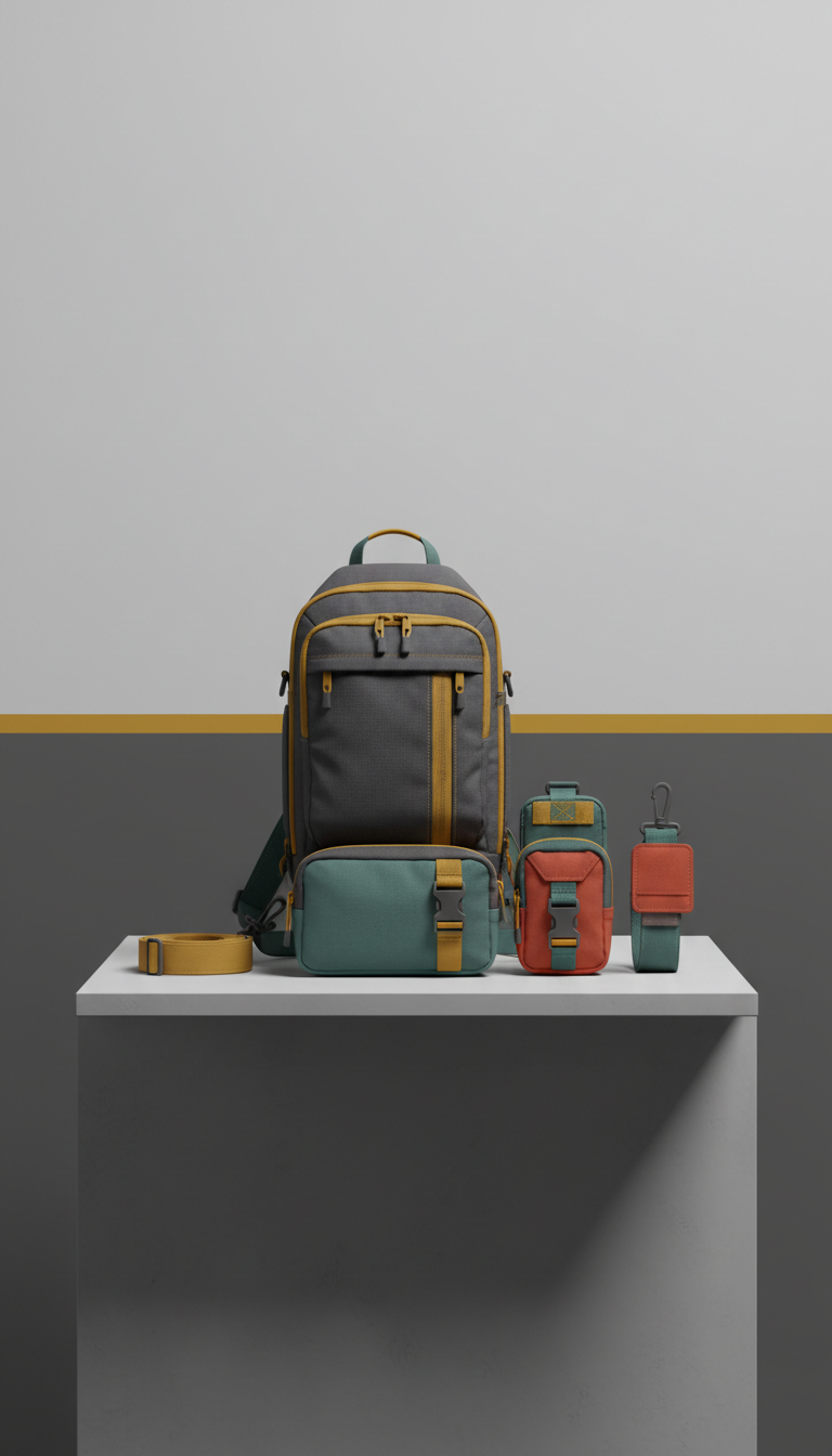 Borsa a tracolla modulare in nylon